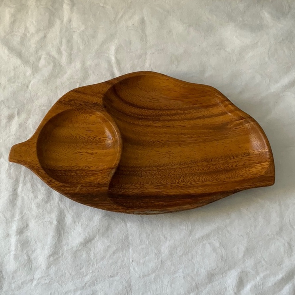 Royal Acacia Leaf Wood Serving Tray Wine/Cheese Snacks Handcrafted